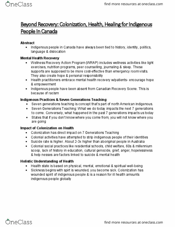 SOSC 1801 Lecture Notes - Lecture 7: Harm Reduction, List Of Sovereign States By Suicide Rate, Cultural Identity thumbnail