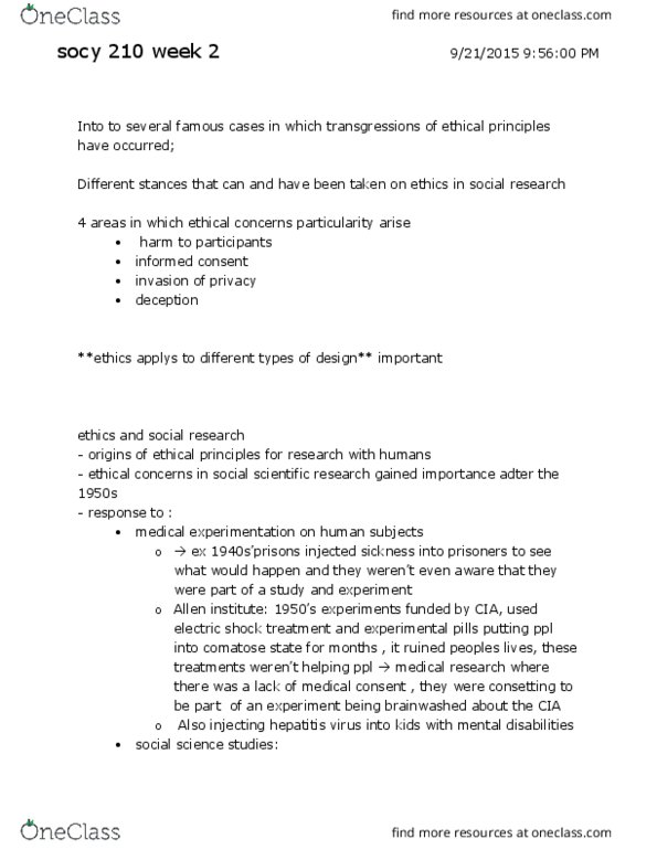 SOCY 210 Lecture Notes - Lecture 2: Laud Humphreys, Homosexuality And Judaism, Electroconvulsive Therapy thumbnail