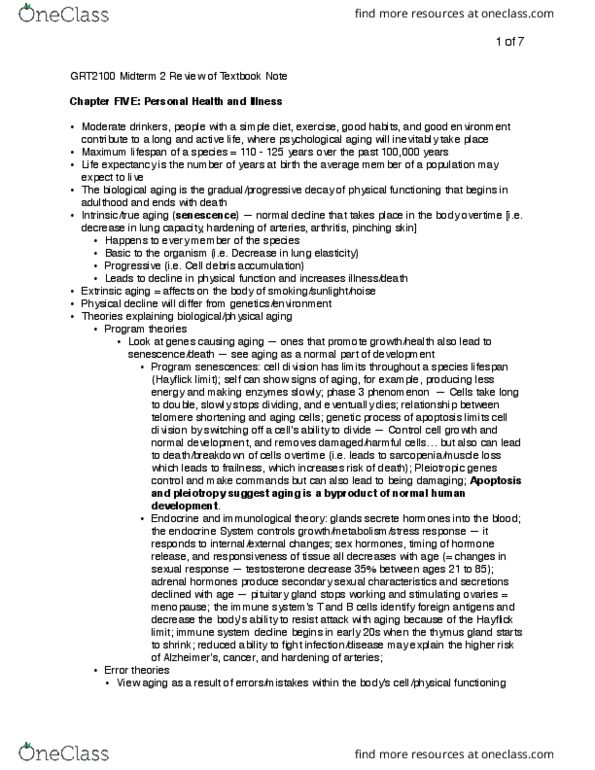 GRT 2100 Chapter Notes - Chapter 5: Conductive Hearing Loss, Chronic Condition, Superoxide Dismutase thumbnail