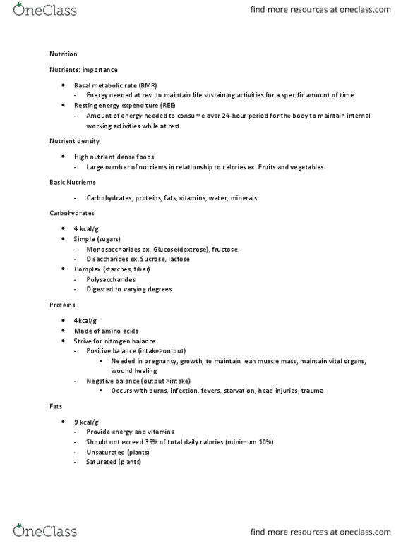 NUR 300 Lecture Notes - Lecture 9: Basal Metabolic Rate, Breast Milk, Nutrient Density thumbnail