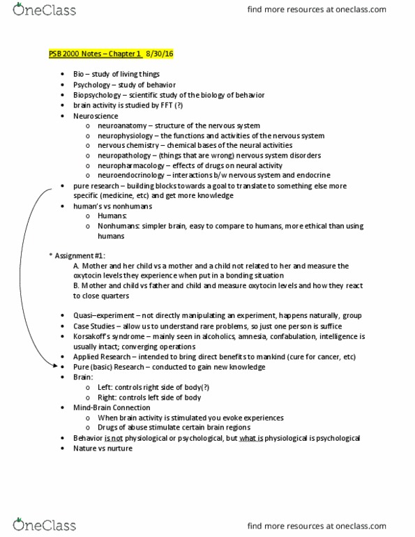 PSB-2000 Lecture Notes - Lecture 1: Brain Size, Neuroendocrinology, Neuropharmacology thumbnail