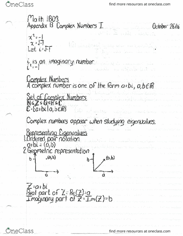 MATH 1B03 Lecture Notes - Lecture 19: Imaginary Number, Ordered Pair thumbnail