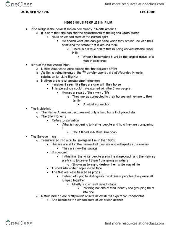 Anthropology 2218F/G Lecture Notes - Lecture 4: Crow Nation, Cinema Of The United States, Marlon Brando thumbnail