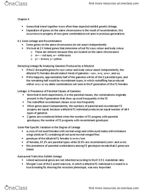 BIOL 2111 Chapter Notes - Chapter 4: Genetic Linkage, Autosome, Vulgate thumbnail