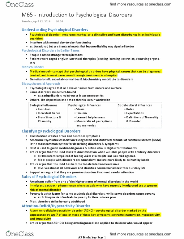 PSYCH 1XX3 Lecture 18: M65 - Introduction to Psychological Disorders thumbnail