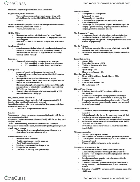 Nursing 3324A/B Lecture Notes - Lecture 9: Pansexuality, Sex Change, Heterosexism thumbnail