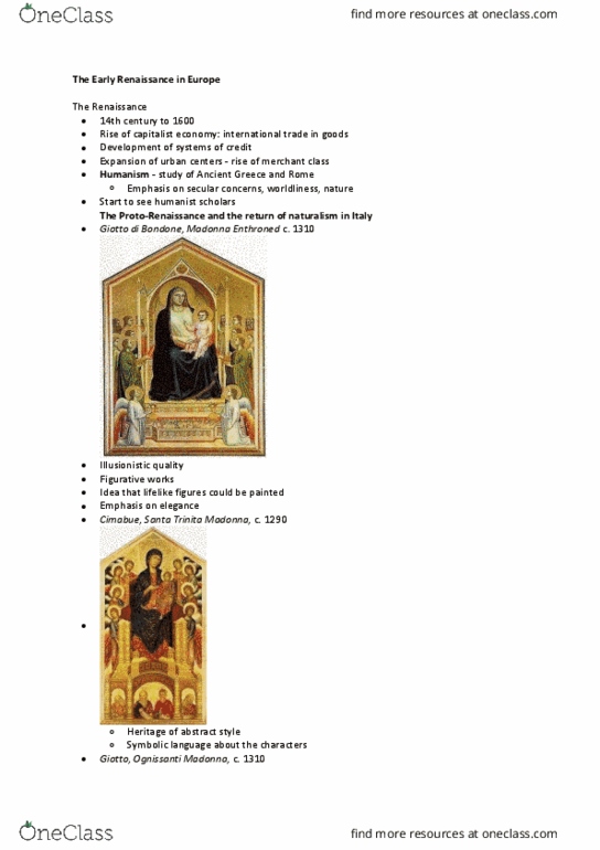 FAH101H5 Lecture Notes - Lecture 6: Giotto, Santa Trinita, Scrovegni Chapel thumbnail