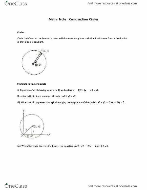 MATH 103 Lecture Notes - Lecture 12: Parametric Equation, Apollonian Circles, Radical Axis thumbnail