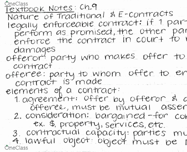 ACCT352 Chapter Notes - Chapter 9: Uniform Commercial Code, Executory Contract, Meeting Of The Minds thumbnail