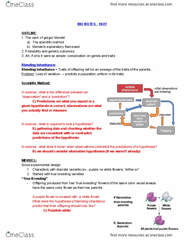 EBIO 1210 Lecture Notes - Lecture 10: Blending Inheritance, Scientific Method, Meiosis thumbnail