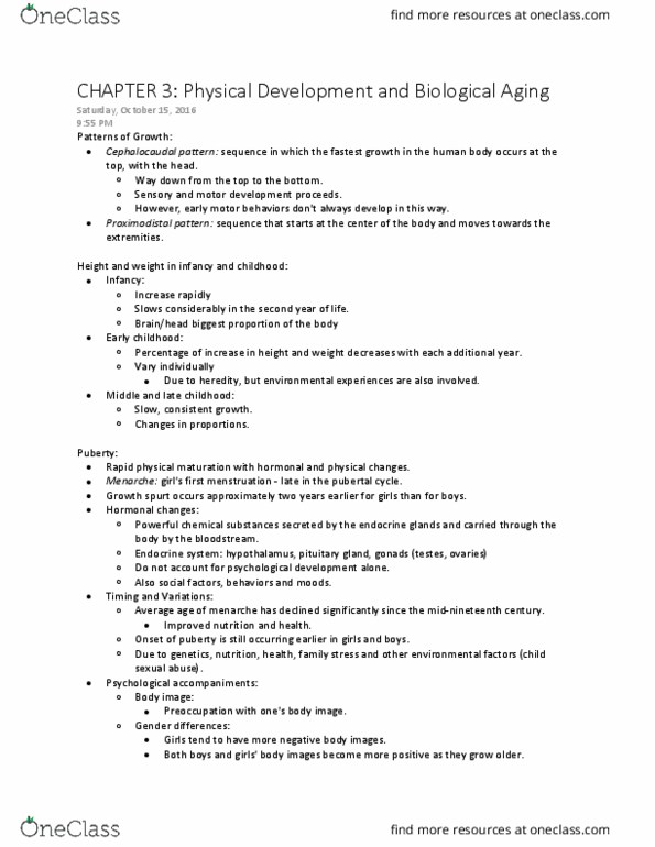 PSY BEH 101D Chapter Notes - Chapter 3: Testicular Cancer, Menarche, Cardiovascular Disease thumbnail