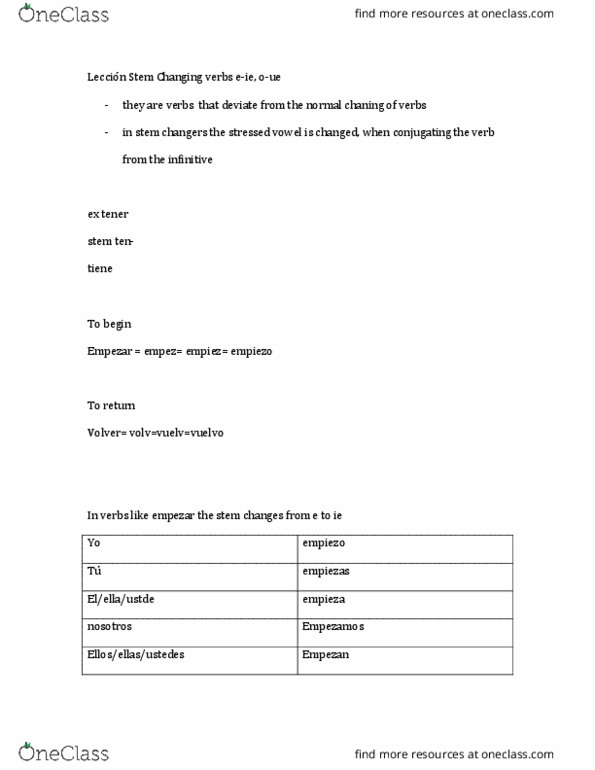 SPAN 101 Lecture Notes - Lecture 10: Infinitive, Preposition And Postposition thumbnail