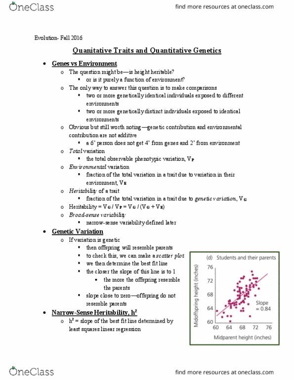 PCB 4674 Lecture Notes - Lecture 10: Scatter Plot, Total Variation, Heritability thumbnail