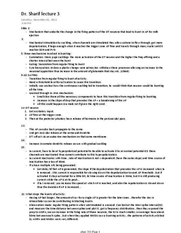 PHGY 311 Lecture Notes - Lecture 3: Posterior Pituitary, Autocrine Signalling, Apposition thumbnail