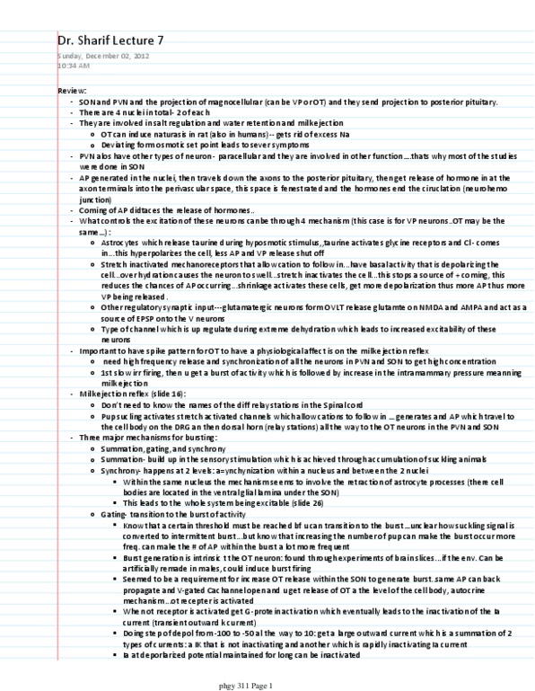 PHGY 311 Lecture Notes - Lecture 7: Kcnd3, Vesicle Fusion, Astrocyte thumbnail