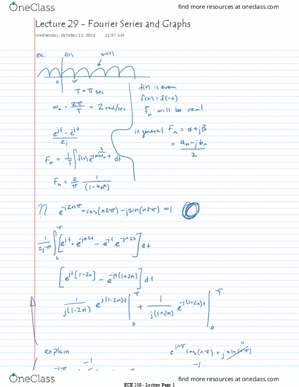 ECE 210 Lecture 29: Fourier Series and Graphs thumbnail