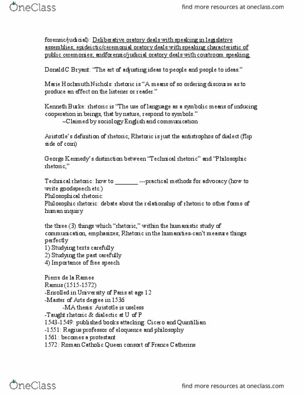COMM 4364 Lecture Notes - Lecture 4: Kenneth Burke, Dialectic, Philosophy thumbnail