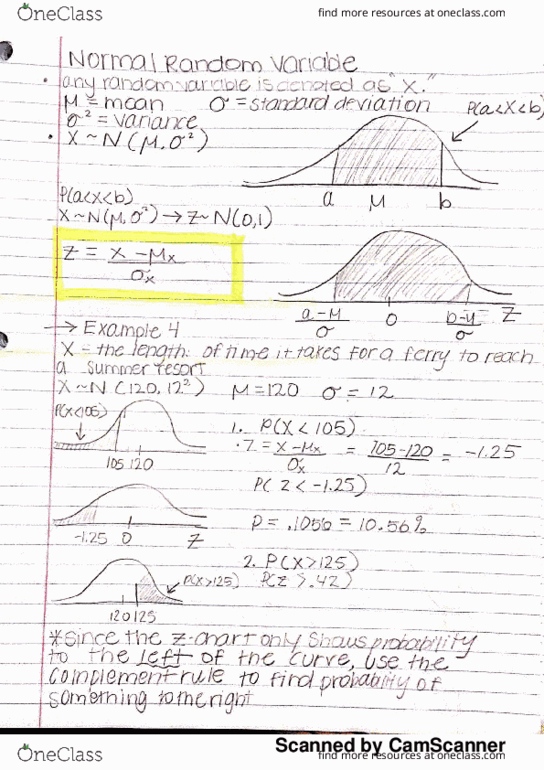 Stat 1000q Lecture 12 Normal Random Variables Oneclass 3574