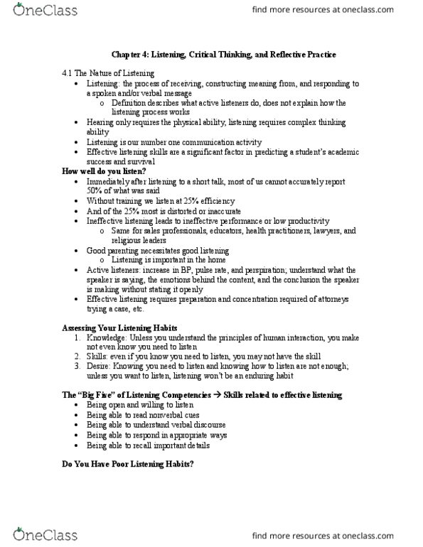 HSS 2102 Chapter Notes - Chapter 4: Critical Thinking, Reflective Practice, Interrupt thumbnail