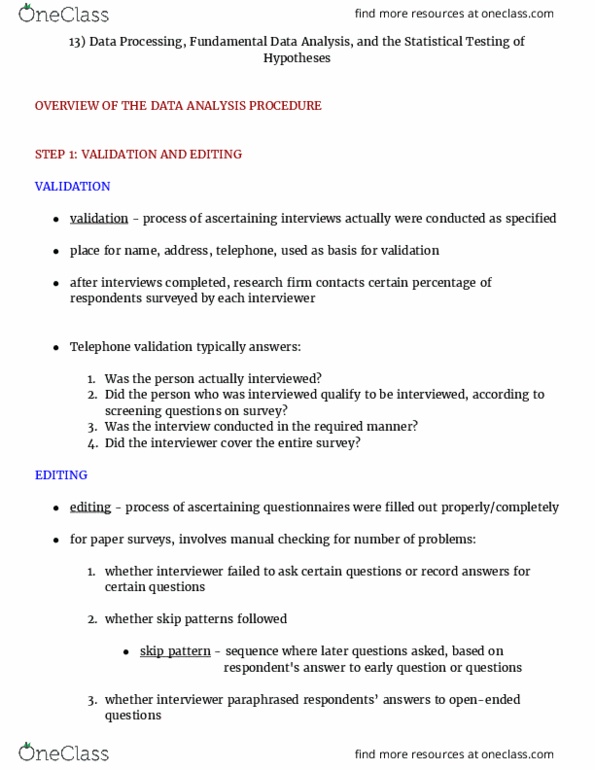 MARK 302 Chapter Notes - Chapter 13: Central Tendency, Contingency Table, Test Statistic thumbnail