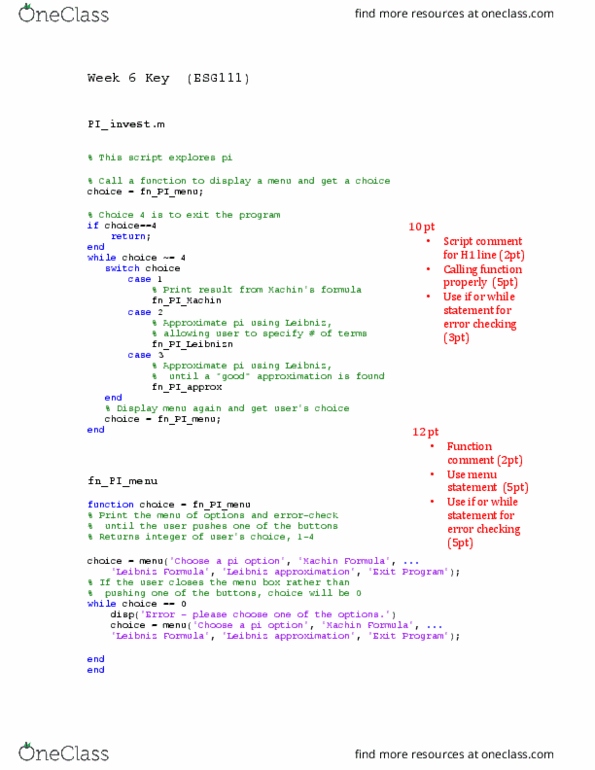 ESG 111 Lecture Notes - Lecture 6: Leibniz Formula For Determinants, Matlab thumbnail