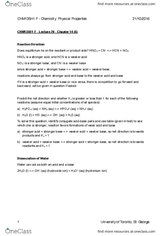 CHM135H1 Lecture Notes - Lecture 20: Ph Meter, Acid Strength, Litmus thumbnail