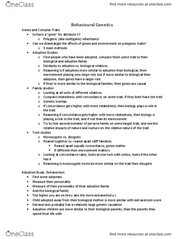 PSYCH 2AA3 Lecture Notes - Lecture 4: Gene, Twin Study, Twin thumbnail