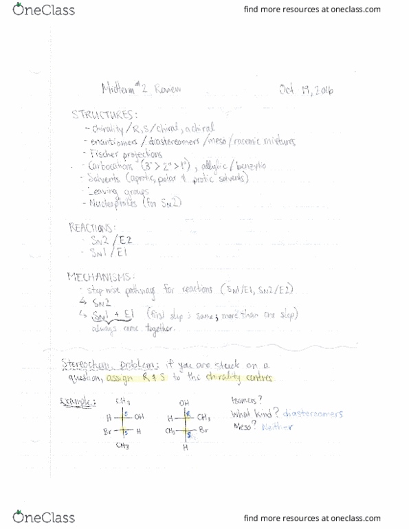 CHEM 231 Lecture Notes - Lecture 19: Carbocation, Sodium Hydroxide thumbnail