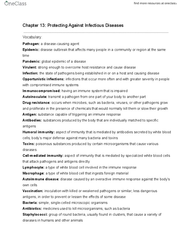 KINE 250 Chapter Notes - Chapter 13: Mucous Membrane, Rickettsia, Measles thumbnail