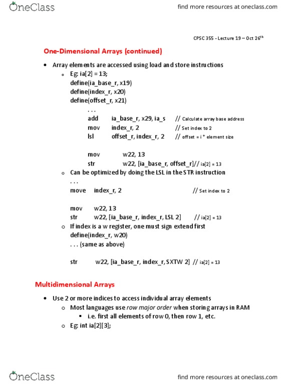 CPSC 355 Lecture Notes - Lecture 19: Assembly Language thumbnail