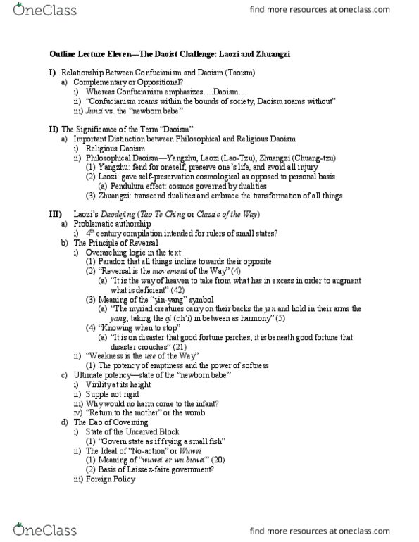 MMW 11 Lecture Notes - Lecture 11: Junzi, Taoism, Wu Wei thumbnail