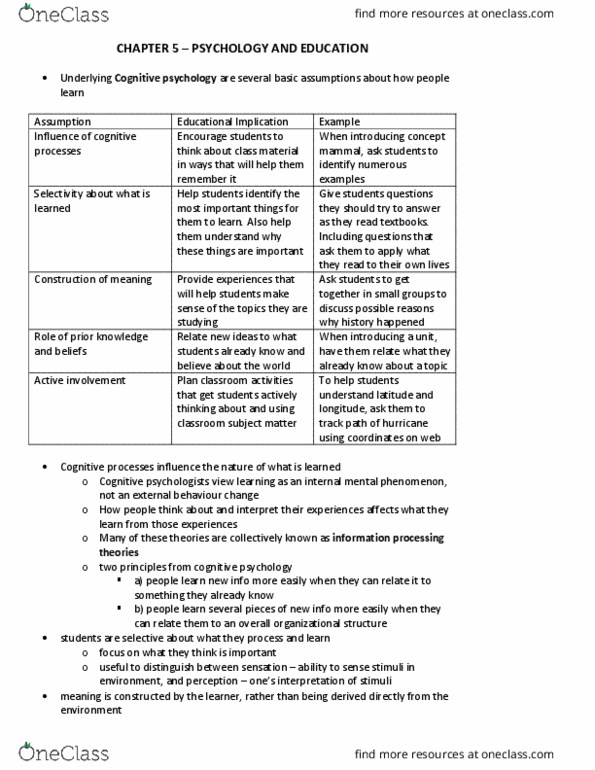 Psychology 2990A/B Chapter Notes - Chapter 5: Procedural Knowledge, Intellectual Disability, Cognitive Psychology thumbnail
