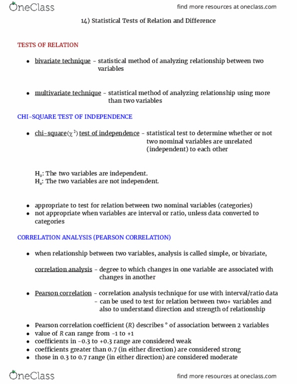 MARK 302 Chapter Notes - Chapter 14: Statistical Hypothesis Testing, Squared Deviations From The Mean, Regression Analysis thumbnail