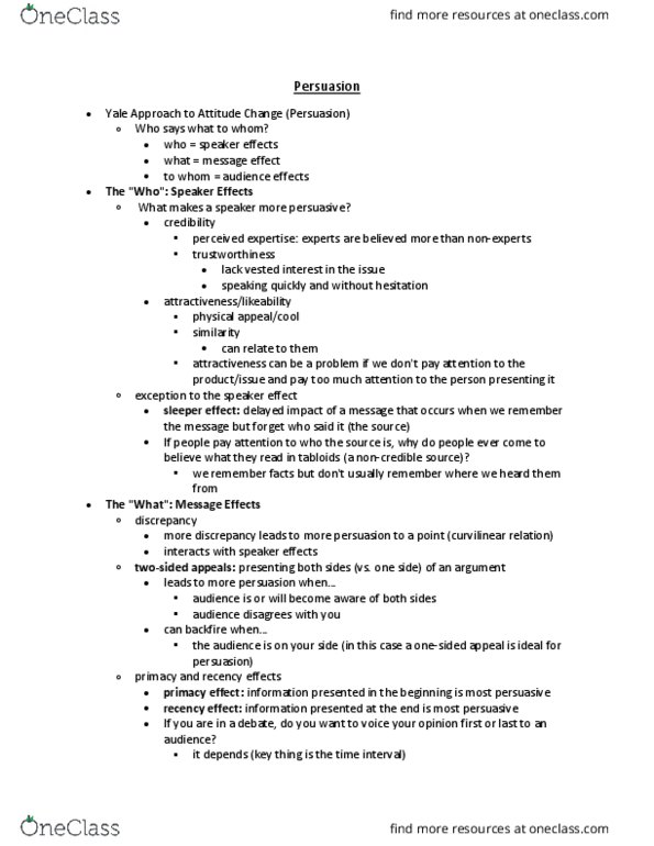 PY 372 Lecture Notes - Lecture 7: Social Cognition, Elaboration Likelihood Model thumbnail