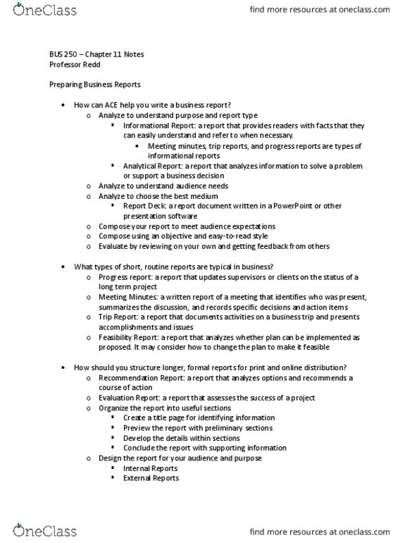 BUS 250 Chapter Notes - Chapter 11: Microsoft Powerpoint thumbnail