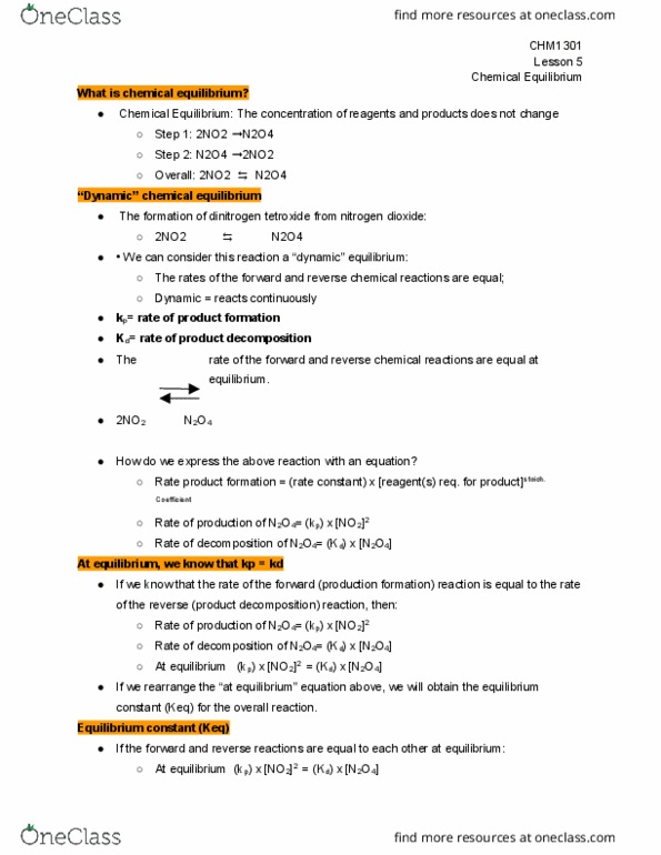 CHM 1301 Lecture Notes - Lecture 5: Activation Energy, Partial Pressure, Dynamic Equilibrium thumbnail