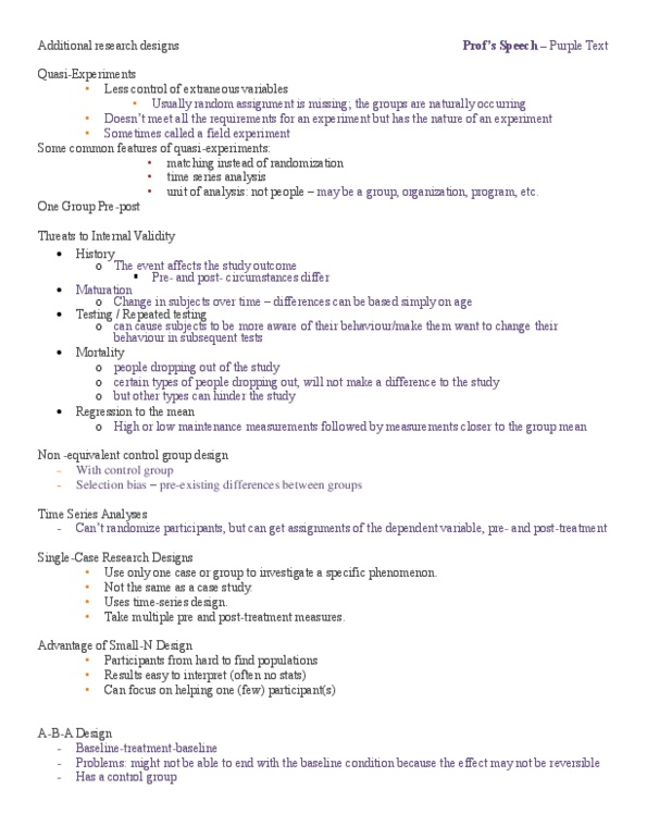 PSYB01H3 Lecture Notes - Lecture 8: Quasi, Categorical Variable, Random Assignment thumbnail