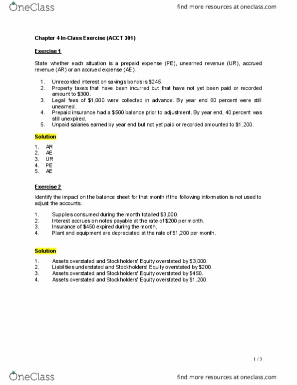 ACCT 301 Lecture Notes - Lecture 4: Financial Statement, Accrual, Deferral thumbnail