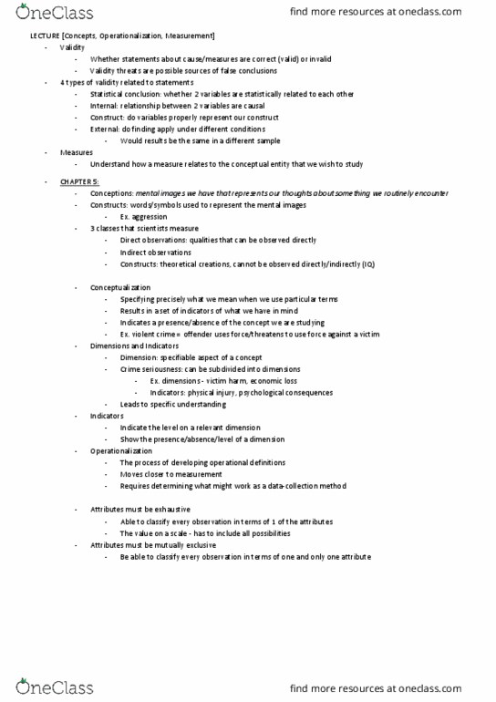 CRIM 220 Lecture Notes - Lecture 3: Discriminant Validity, Physical Disorder, Convergent Validity thumbnail