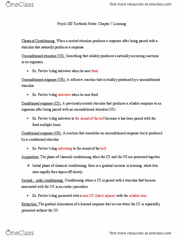 PSYC 100 Chapter Notes - Chapter 7: Slot Machine, Cognitive Map, Latent Learning thumbnail