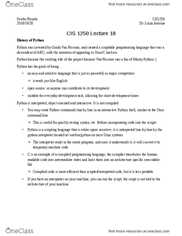 CIS 1250 Lecture Notes - Lecture 18: File System Permissions, Bitwise Operation, Chmod thumbnail
