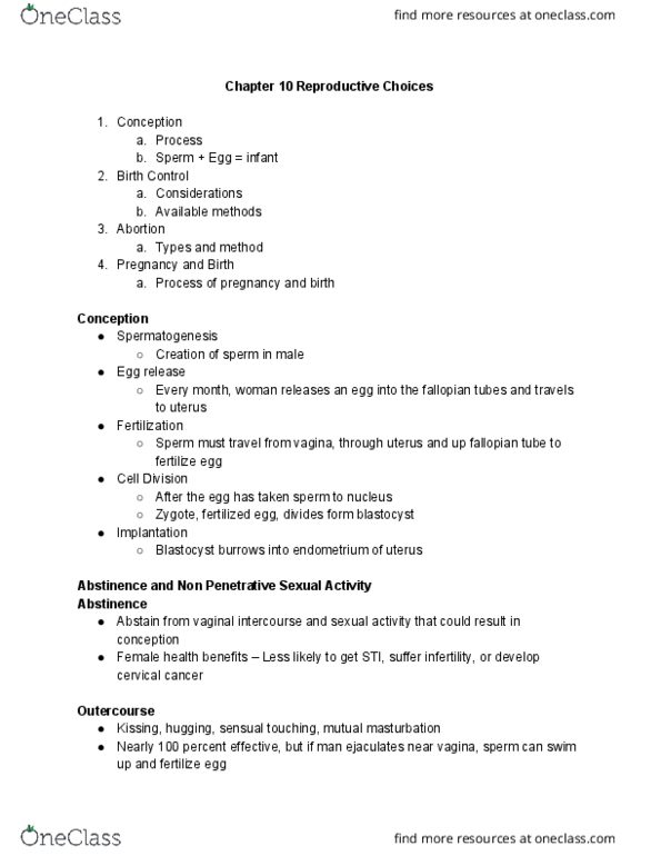 FN 203 Lecture Notes - Lecture 10: Fetus, Artificial Insemination, Genetic Testing thumbnail