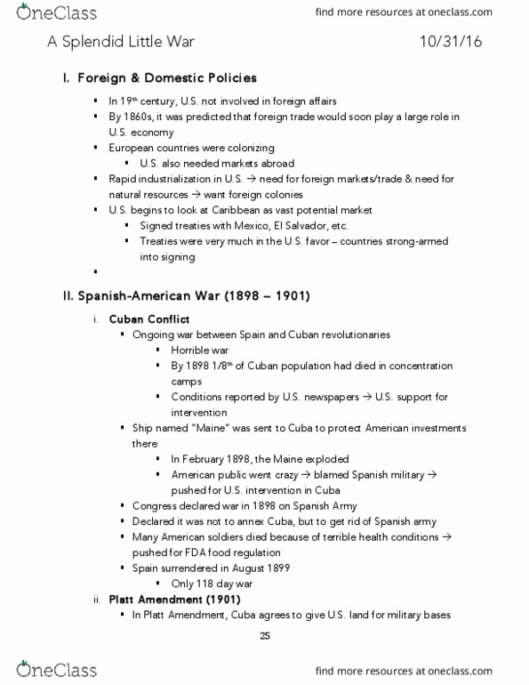 History 163 Lecture Notes - Lecture 18: Filipinos, Masculinity, Platt Amendment thumbnail