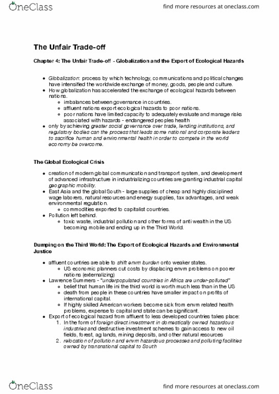 SOCL 1246 Chapter Notes - Chapter 4: World Trade Organization, Fungicide, Electronic Waste thumbnail