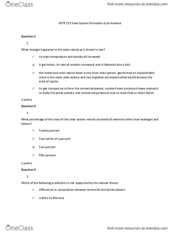 ASTR 111 Lecture Notes - Lecture 5: Terrestrial Planet, Kilogram, Solar Wind thumbnail