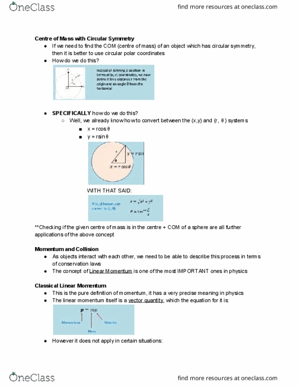 PHYS 1003 Lecture Notes - Lecture 12: Momentum, Net Force, International System Of Units thumbnail