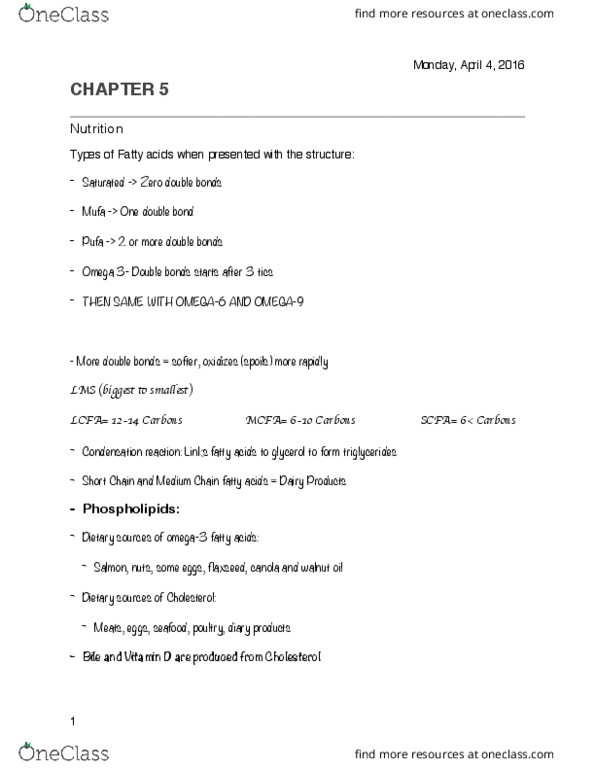 NTDT200 Chapter Notes - Chapter 5: Olestra, Lipoprotein, Walnut Oil thumbnail