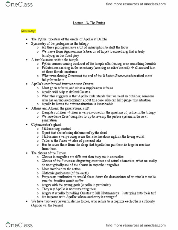 CLASSICS 1B03 Lecture Notes - Lecture 13: Atreus, Cronus, Revamp thumbnail
