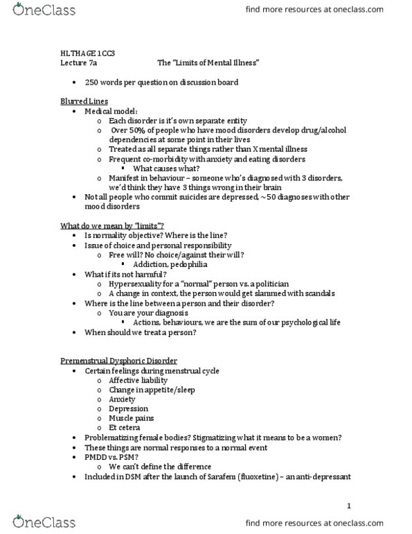 HLTHAGE 1CC3 Lecture Notes - Lecture 7: Black Market, Dextroamphetamine, Fluoxetine thumbnail