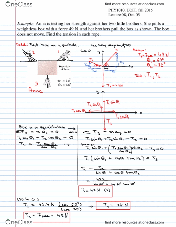 PHY 1010U Lecture Notes - Lecture 8: Free Body Diagram, Friction, Contact Force thumbnail